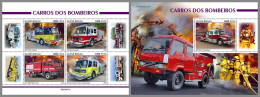 GUINEA-BISSAU 2023 MNH Fire Engines Feuerwehr Fahrzeuge M/S+S/S – OFFICIAL ISSUE – DHQ2416 - Bombero