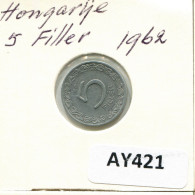 5 FILLER 1962 HUNGRÍA HUNGARY Moneda #AY421.E.A - Ungheria