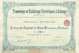 - Titre De 1904 -Tramways Et Eclairage Electriques à Catane -  N° 20268 - Railway & Tramway