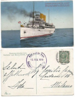 Hamburg America Linie Turbine S/S "Kaiser" Color Pcard High Seas Mail Auf Hoher See - Genova 11feb1913 X Milano - Passagiersschepen