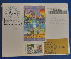Chile To Pakistan Registered Cover With 5 Stamps Antartica 1996 - Chili