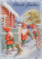 PAPÁ NOEL Feliz Año Navidad GNOMO Vintage Tarjeta Postal CPSM #PBL614.A - Santa Claus