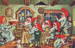 SANTA CLAUS Happy New Year Christmas GNOME Vintage Postcard CPA #PKE016.A - Santa Claus