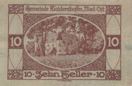 10 HELLER 1920 Stadt HAIDERSHOFEN Niedrigeren Österreich Notgeld Papiergeld Banknote #PG503 - Lokale Ausgaben