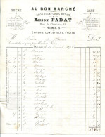 FACTURE.30.GARD.NIMES.SUCRE.CAFÉ.TRUFFES.HUILES & AMANDES.TERRINES DE GIBIERS.MAISON FADAT 10 RUE DU CHAPITRE - Alimentaire