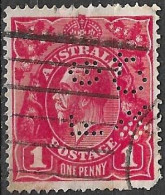 AUSTRALIA - 1914 - GIORGIO V - 1 D - FIL. III - PERFIN (F G &C) - USATO ( YVERT 20 - MICHEL 30) - Used Stamps