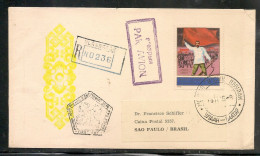 BRAZIL Cover From MONGOLIA - REGISTERED 1973 FDC COVER To SAO PAULO - BRAZIL (reception At Back) FAUNA - BEARS - Posta Aerea