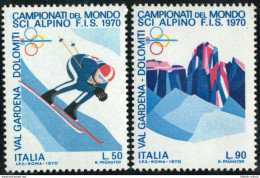 1970 - ITALIA REPUBBLICA - CAMPIONATI MONDIALI DI SCI ALPINO - SERIE  COMPLETA 2 VALORI   - NUOVO - 1961-70: Mint/hinged