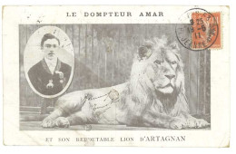 Cpa Artiste / Cirque - Le Dompteur Amar Et Son Redoutable Lion D'Artagan    (SPE) - Circo