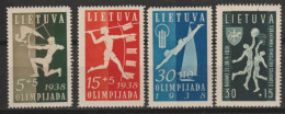 1938 - LITUANIE - SERIE COMPLETE OLYMPIADE N° 362/365 * MLH - COTE = 60 EUR. - Lithuania