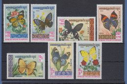 Kambodscha / Cambodge 1983 Mi.-Nr. 462-68 Schmetterlinge Kpl. Satz 7 Werte **  - Kambodscha