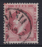 Norwegen 1856 Freimarke König Oskar I. 8 Sk. Weinrot Mi.-Nr. 5 O Gpr. PFENNINGER - Andere & Zonder Classificatie