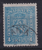 Norwegen 1867 Freimarke Wappen 4 Sk. Blau Mi.-Nr. 14 Gestempelt - Altri & Non Classificati