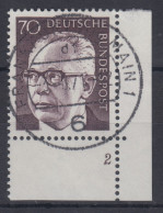 Bund 1970 Heinemann 70Pfg Mi.-Nr. 641 Eckrandstück Mit Formnummer 2 Gestempelt - Usados