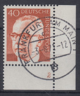 Bund 1970 Heinemann 40Pfg Mi.-Nr. 639 Eckrandstück Mit Formnummer 2 Gestempelt - Usados