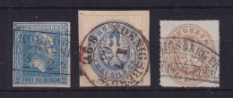 Lot KÖNIGSBERG  3 Verschiedene Stempel Auf Preußen Mi.-Nr. 11, 17 Und 18 - Otros & Sin Clasificación