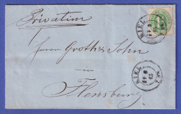 Schleswig-Holstein 1865 Mi.-Nr. 9  Auf Brief Von Kiel Nach Flensburg - Schleswig-Holstein