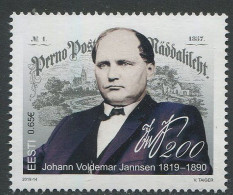 Estonia:Unused Stamp Johann Voldemar Jannsen 200 Years From Birth, 2019, MNH - Estland