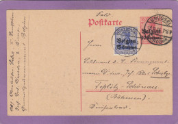 ENTIER POSTAL AVEC AFFRANCHISSEMENT COMPLEMENTAIRE DE BRUXELLES(NORD BHF) POUR TEPLITZ-SCHÖNAU,BOHEME (TEPLICE,TCHEQUIE) - OC1/25 General Government