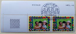 - N° 3033. Paire En Coin De Feuille. UNICEF. Oblitéré Premier Jour - - Used Stamps