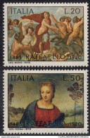 1970 - ITALIA REPUBBLICA - ANNIVERSARIO MORTE DI RAFFAELLO SANZIO - SERIE  COMPLETA  DI 2 VALORI  - NUOVO - 1961-70: Nieuw/plakker