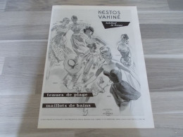 Reclame Advertentie Uit Oud Tijdschrift 1954 - Kestos - Vahiné - Tenues De Plage / Maillots De Bains - Publicidad