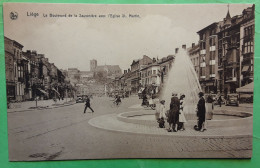 LIEGE Belgique Le Boulevard De La Sauveniere Avec L'église Saint Martin,  Fontaine, Animée TB - Lüttich