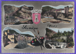 Carte Postale 30. Sumène  Palette Peinture  Blason Très Beau Plan - Sumène