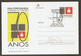 Portugal Carte Entier Postal Ligue Contre Le Cancer Cachet Premier Jour 2011 Postal Stationery League Against Cancer Pmk - Enfermedades