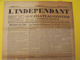 Hebdo L'indépendant De Chateau-Gontier. Mayenne Laval. N° 20, 20 Mai 1945. épuration Collaboration Guerre Victoire - Guerra 1939-45