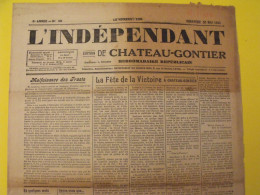 Hebdo L'indépendant De Chateau-Gontier. Mayenne Laval. N° 20, 20 Mai 1945. épuration Collaboration Guerre Victoire - Guerre 1939-45