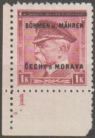 09/ Pof.10; Corner Stamp, Plate Number 1 - Neufs