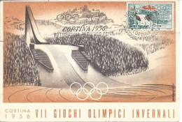 ITALIE - CARTE MAXIMUM - JEUX OLYMPIQUES D'HIVER 1956 - CORTINA - Cartas Máxima