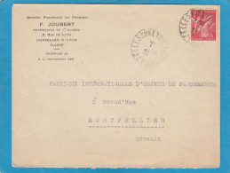 LETTRE D'UNE PHARMACIE A CHAZELLES SUR LYON POUR MONTPELLIER,1941. - Covers & Documents