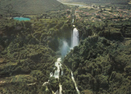 CARTOLINA  C8 TERNI,UMBRIA-VEDUTA AEREA DELLA CASCATA DELLE MARMORE E DEL PAESE-STORIA,BELLA ITALIA,VIAGGIATA 1975 - Terni