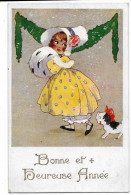 Bonne Et Heureuse Année Fillette Et Son Chien, Agnès Pichepoes  Ed. Artistique XMAS Series 2218 - 1900-1949