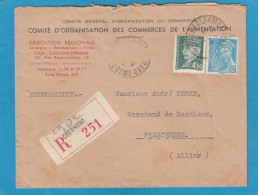 COMITE D'ORGANISATION DES COMMERCES DE L'ALIMENTATION.LETTRE RECOMMANDEE DE CLERMONT FERRAND POUR FRANCHESSE,1943. - Brieven En Documenten