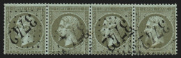 N°19 Bande De Quatre, 1c Vert-olive, Oblitéré GC 3742 SAINT-MARDS-EN-OTHE Aube - 1862 Napoléon III