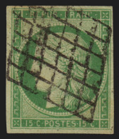 N°2a, Cérès 15c Vert-clair, Oblitéré Grille, Signé MIRO - TB D'ASPECT - 1849-1850 Cérès