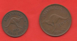 Australia 1 + 1/2 Penny Australie King Georgius VI° Bronze Coin - Penny