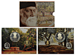 INDIA 2011 150TH BIRTH ANNIVERSARY OF RABINDER NATH TAGORE PROOF SET OF 2 COINS RARE - Inde