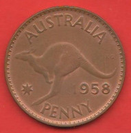 Australia One Penny 1958 Australie 1 Penny 1958 Queen Elizabeth - Penny