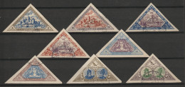 1933 - LITUANIE - SERIE COMPLETE POSTE AERIENNE N°68/75 NON DENTELES OBLITERES - COTE = 55 EUR. - Lituania