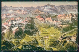 Belluno Cortina D'Ampezzo Mappa Laghi Valli Cartolina RT3399 - Belluno