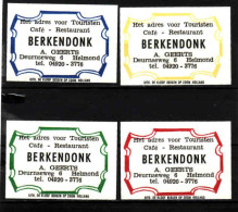 4 Dutch Matchbox Labels, HELMOND - North Brabant, Café Restaurant BERKENDONK, A. Geerts, Holland, Netherlands - Boites D'allumettes - Etiquettes