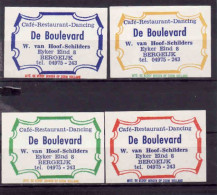 4 Dutch Matchbox Labels, BERGEIJK- North Brabant, Café Restaurant De Boulevard, W.van Hoof-Schilders Holland Netherlands - Cajas De Cerillas - Etiquetas