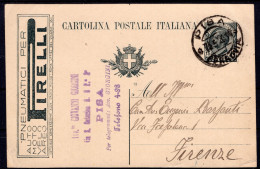 1920 24 MAG  C.30 SASS.C41 IDEM 19 "LEONI GRIGIO"USATO SU CARTOLINA POSTALE  DA PISA X FIRENZE   MOLTO BELLA - Postwaardestukken