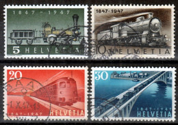 Switzerland / Helvetia / Schweiz / Suisse 1947 ⁕ Railway Trains 100th Mi.484-487 ⁕ 4v Used - Usados