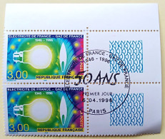 - N° 2996. Paire En Coin De Feuille. Cinquantenaire EDF GDF. Oblitéré Premier Jour - - Used Stamps
