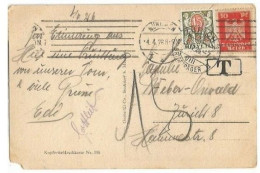 Suisse 6apr1926 Postage Due C.15 Taxing Pcard Munchen 4apr With Eagle Pf10 Solo To Zurich - Marcofilie